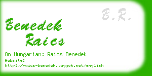 benedek raics business card